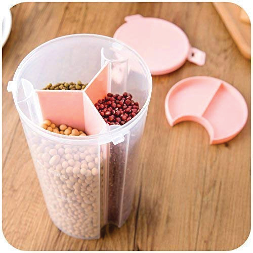 3-in-1 transparent airtight storage container with multiple compartments. 3-in-1 transparent airtight storage container with multiple compartments.